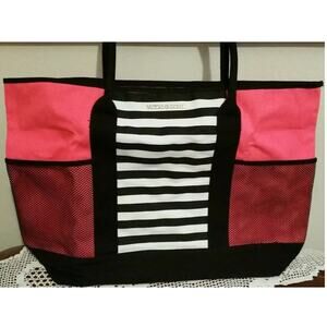 Victoria's Secret Hot Pink and Black Tote bag Beach Bag